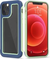 Crystal PC + TPU schokbestendig hoesje voor iPhone 12/12 Pro (kobaltblauw + matcha groen)