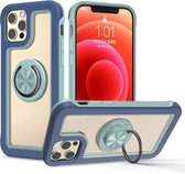 Crystal PC + TPU schokbestendig hoesje met 360 graden roterende ringhouder voor iPhone 11 Pro Max (kobaltblauw + Finland groen)