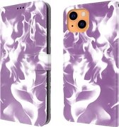 Cloud Fog Pattern Horizontal Flip Leather Case met houder & kaartsleuf & portemonnee voor iPhone 13 (paars)