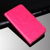 Idewei Crazy Horse Textuur Horizontale Flip Lederen Case met Houder & Kaartsleuven & Portemonnee Voor OPPO Realme GT Explorer Master (Rose Red)