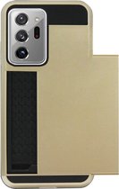 ADEL Kunststof Back Cover Hardcase Hoesje Geschikt voor Samsung Galaxy Note 20 Ultra - Pasjeshouder Goud