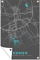 Tuinposter - Tuindoek - Tuinposters buiten - Stadskaart - Emmen - Grijs - Blauw - 80x120 cm - Tuin - Plattegrond