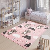 Tapiso Jolly Vloerkleed Roze Babykamer Kinderkamer Speelkleed Maat- 200x300