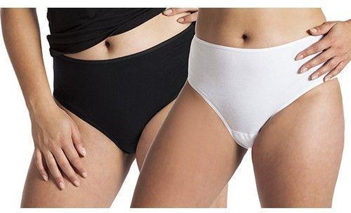 UnderWunder Tailleslip - menstruatie ondergoed – incontinentie vrouw (duo pack) - Zwart/Wit maat 46/48