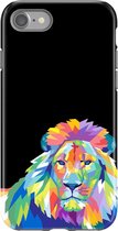 Apple iPhone 8 Telefoonhoesje - Extra Stevig Hoesje - 2 lagen bescherming - Met Dierenprint - Leeuw - Blauw