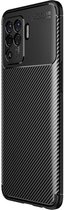 Oppo A94 Hoesje Siliconen Carbon TPU Back Cover Zwart