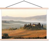 Posterhanger incl. Poster 120x80 cm - Schoolplaat - Toscane - Landschap - Italië - Textielposter - Blanke latten