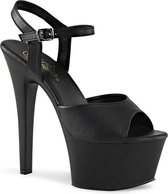 Aspire-609 stiletto sandal with ankle strap black faux leather - (EU 40 = US 10) - Pleaser