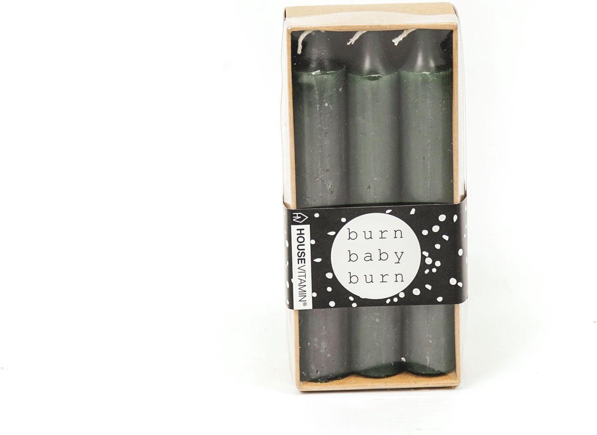 Luxe Kaarsen - Set van 6 stuks - Groen - Burn Baby Burn - Housevitamin - Dinerkaarsen - 2,3 x 14 cm — cadeau in Wonen & Interieur - foto 7