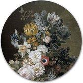 Tuincirkel Stilleven met bloemen - WallCatcher | Tuinposter rond 140 cm | Meesterwerk van Eelke Jelles Eelkema | Buiten muurcirkel Oude Meesters kunstwerken