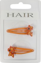 Haarspeldjes klikklak 4.0cm Hertje met Stippen - Oranje - 2 stuks