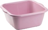 Set van 2x stuks kunststof teiltjes/afwasbakken vierkant 10 liter oud roze - Afmetingen 36 x 34 x 15 cm - Huishouden