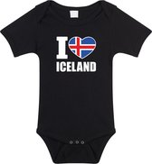I love Iceland baby rompertje zwart jongens en meisjes - Kraamcadeau - Babykleding - IJsland landen romper 56 (1-2 maanden)