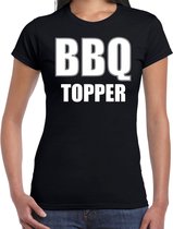 BBQ topper bbq / barbecue t-shirt zwart - cadeau shirt voor dames - verjaardag / moederdag kado S