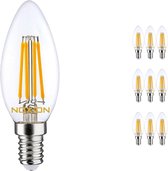 Voordeelpak 10x Noxion Lucent Filament LED Kaars 4.5W 827 B35 E14 Helder | Dimbaar - Zeer Warm Wit - Vervangt 40W