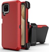 Voor Samsung Galaxy A22 Robot Schokbestendig Siliconen + PC Beschermhoes met Back Clip Houder (Rood Zwart)