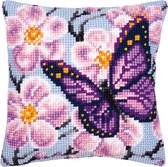Kit oreiller point de croix Papillon violet - Vervaco - PN-0008501