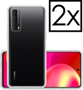 Hoes Geschikt voor Huawei P smart 2021 Hoesje Cover Siliconen Back Case Hoes - Transparant - 2x