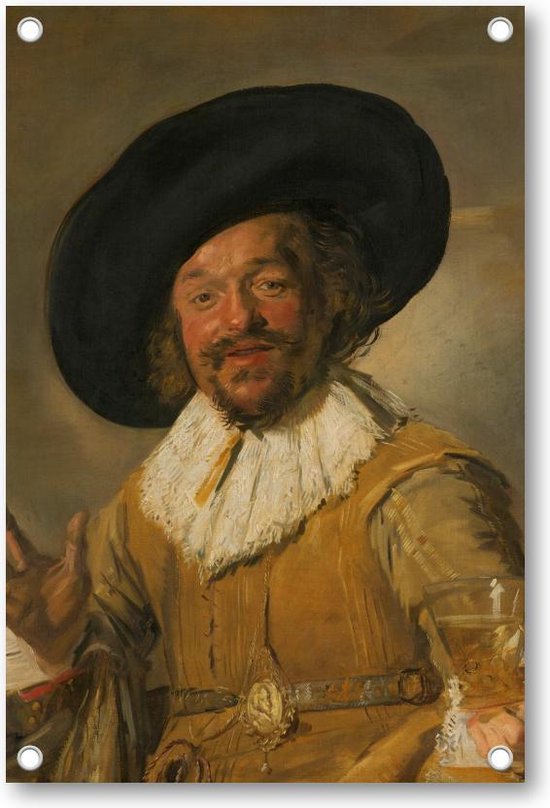 De vrolijke drinker - Tuinposter 60x90 - Wanddecoratie - Frans Hals - Meesterwerken