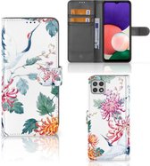 Telefoonhoesje Geschikt voor Samsung Galaxy A22 5G Wallet Bookcase Bird Flowers