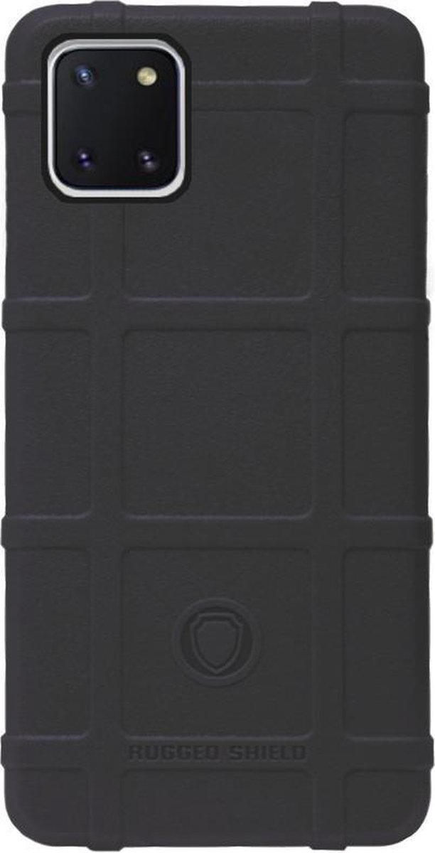 RUGGED SHIELD Rubber Bumper Case Hoesje Geschikt voor Samsung Galaxy Note 10 Lite - Zwart