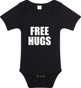 Free hugs tekst baby rompertje zwart jongens en meisjes - Kraamcadeau - Babykleding 68 (4-6 maanden)