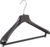 De Kledinghanger Gigant - 30 x Mantel / kostuumhanger kunststof zwart met schouderverbreding en broeklat, 40 cm