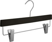 De Kledinghanger Gigant - 50 x Rok / broekhanger kunststof soft-touch zwart met anti-slip knijpers, 36 cm