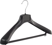 De Kledinghanger Gigant - 10 x Mantel / kostuumhanger kunststof zwart met schouderverbreding en broeklat, 42 cm