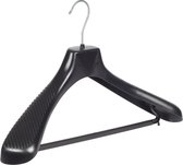 De Kledinghanger Gigant - 40 x Mantel / kostuumhanger kunststof zwart met schouderverbreding en broeklat, 45 cm