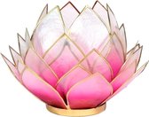 Lotus sfeerlicht roze/lichtroze goudrand groot - 15x15 - Schelp - Roze - Goudkleurig - S