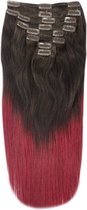 Remy Human Hair extensions Double Weft straight 24 - bruin / rood T2/530#