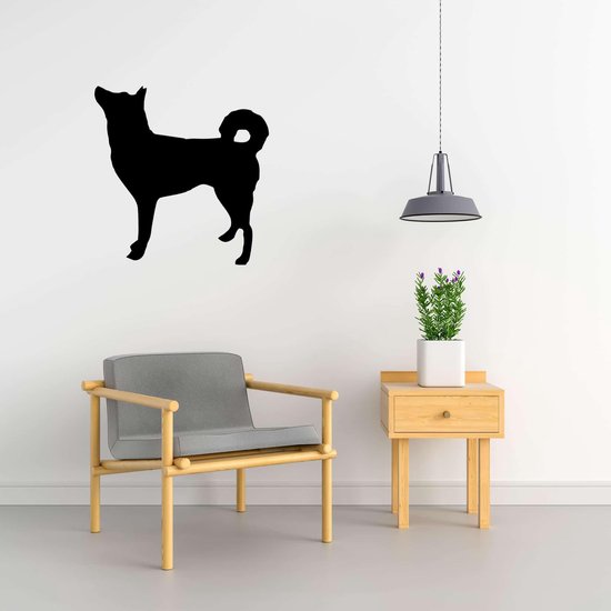 Silhouette chien - Jindo - XS - 26x25cm - Zwart - décoration murale