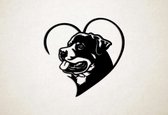 Wanddecoratie - Hond - Rottweiler 16 - S - 45x46cm - Zwart - muurdecoratie - Line Art
