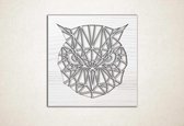 Line Art - Uil vierkant 2 - XS - 25x25cm - EssenhoutWit - geometrische wanddecoratie