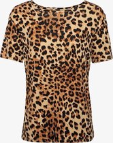 Jazlyn dames T-shirt met luipaardprint - Bruin - Maat S