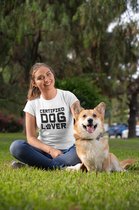 Certified Dog Lover T-Shirt,Uniek Cadeau Voor Hondenliefhebbers,Schattige Hondenbezitters Geschenken, Unisex Zachte Stijl T-shirts,D001-017W, XL, Wit