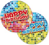 feestborden Happy Birthday 18 cm karton blauw 6 stuks