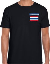 Thailand t-shirt met vlag zwart op borst voor heren - Thailand landen shirt - supporter kleding L