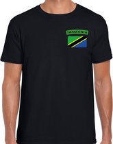 Tanzania t-shirt met vlag zwart op borst voor heren - Tanzania landen shirt - supporter kleding S