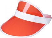 zonneklep Beach met elastiek 20 cm rood/wit.