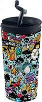 thermosbeker Graffiti dubbelwandig 350 ml RVS blauw