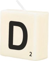 kaars Scrabble letter D wax 2 x 4 cm zwart/wit