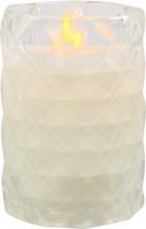 led-kaars in kaarshouder 12 cm wax/glas transparant