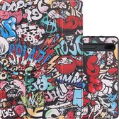 Samsung Galaxy Tab S7 FE Hoesje Case Hard Cover Met S Pen Uitsparing Hoes Book Case Graffiti