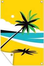 Tuindecoratie Strand - Zee - Palmboom - 40x60 cm - Tuinposter - Tuindoek - Buitenposter