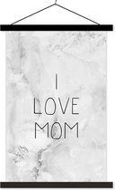 Porte-affiche avec affiche - Affiche scolaire - Dictons - J'aime maman - Mère - Citations - 40x60 cm - Lattes noires