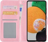 Hoes Geschikt voor Samsung A52s Hoesje Book Case Hoes Flip Cover Wallet Bookcase - Lichtroze
