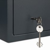 Relaxdays kluisje met sleutel - kluis voor thuis - privékluis - mini safe 17 x 23 x 17 cm - donkergrijs