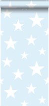 ESTAhome behang grote en kleine sterren lichtblauw en wit - 138932 - 53 cm x 10,05 m